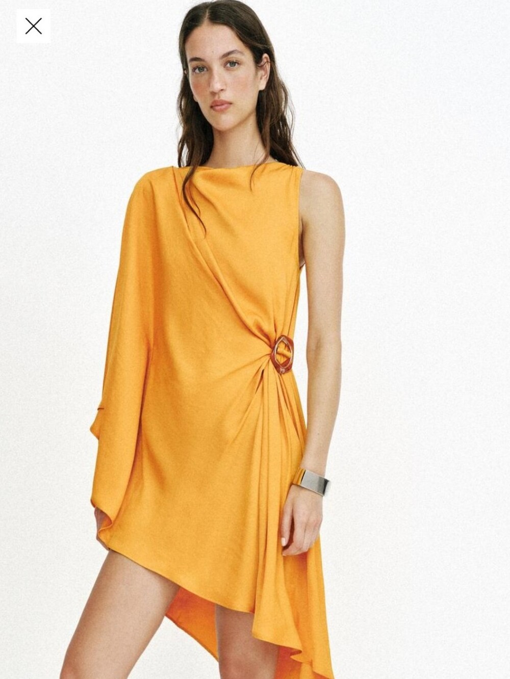 Zara Yellow Asymmetric One-Shoulder Dress with Side Ring Detail